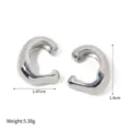 Orecchini cuff irregolari in acciaio inossidabile argento, clip geometriche minimaliste. - 08