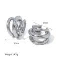 Argento multi-loop orecchino cuff in acciaio inossidabile, elegante clip geometrica. - 09