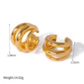 Orecchini a clip multistrato dorati in acciaio inossidabile, senza foro, dimensioni 1,94cm e 1,52cm. - 10