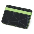 Detailansicht der schwarz-grünen magischen Kartenbrieftasche mit geometrischer Textur. - Grün