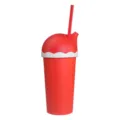 Gobelet en plastique avec chapeau de Noël festif, couvercle et paille pour bureau - 501-600ml / Gobelets bonnet de Noël (paille rouge)
