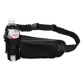 Black sports waist pack with water bottle holder, multi-functional running fanny pack. - Black