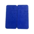 Men's blue PU leather magic wallet interior with skull embossed pattern and elastic bands. - Blue