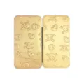 Men's gold PU leather magic wallet long card holder with embossed skull patterns. - Gold