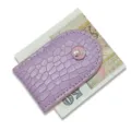 Kroko-Muster Leder Magnet-Geldklammer Mini Portemonnaie für Bargeld und Golf lila - Lila