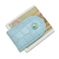 Hellblaue Kroko-Muster magnetische Geldklammer mit Golf-Emblem fur minimalistische Portemonnaies - Blau