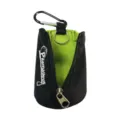 Portable black and green golf ball pouch with carabiner for outdoor sports accessories. - Black