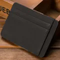 Schwarzer Kartenhalter aus mattem Leder minimalistische Kreditkartentasche Schlanke Geldbörse - Schwarz