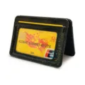 Black glitter PU leather card holder, mini wallet and card case for women, stylish compact design. - Black