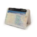 Holographic PU card holder, shiny sequin mini wallet and card case for women, stylish design. - Silver