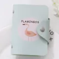 Niedliches grünes PU Leder Kartenetui Portemonnaie mit Flamingo Motiv und Druckknopfverschluss. - Flamingo