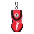 Roter Neopren Golfballtasche Halter mit schwarzem Karabinerhaken und Zubehörtasche. - Rot