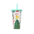 Gobelet en plastique changeant de couleur avec paille et couvercle vert pour boissons. - Sapin de Noël Vert