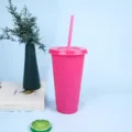Rosa 710ml Glitzer Kunststoff Becher mit Strohhalm, wiederverwendbarer Kaltgetränk Becher. - Süßigkeiten Rosarot