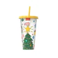 Gobelet à paille changeant de couleur de Noël avec couvercle jaune, tasse en plastique festive. - Jaune Sapin de Noël