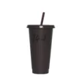 Gobelet en plastique marron avec couvercle et paille, grande capacite tasse 14# - Couleur 14