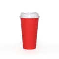 Tasse à café en plastique rouge 16oz avec couvercle blanc, mug de voyage portable 450ml. - Gobelets rouges