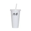 Gobelet en plastique uni avec couvercle plat et paille, grande capacite pour boisson. - Couleur 15