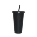 Gobelet en plastique noir mat 24oz avec paille grande capacite tasse reutilisable - Couleur 16