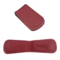 Clip para dinero magnético de cuero PU minimalista, abrazadera de bolsillo portátil en vino. - Rojo