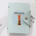 Hellgrünes PU-Leder süßer Giraffen Kartenhalter, Mini Mehrfachkarten Geldbörse für Damen. - Giraffe