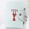 Mintgrüner PU-Leder Kartenhalter mit süßem Hirschen-Print und Druckknopf für Damen. - Rentier