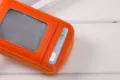 Praktisches oranges PU Leder Kartenetui mit Reißverschluss und vielen Fächern für Damen. - Orange