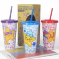 Set de tasses en plastique à changement de couleur 710ml avec paille et motif étoile - Ensemble de 3 gobelets Bébé Étoile