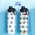 Bouteille d'eau de sport en acier inoxydable avec motif de football à changement de couleur. - 700ml / Gourde en aluminium style football
