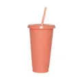 Gobelet scintillant en plastique changeant de couleur avec couvercle et paille rose - Gobelet à paillettes orange fruit 24 oz