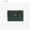 Grüne PU Leder Münztasche Detail mit Druckknopf, Reissverschluss und Metallschlüsselring. - Grün