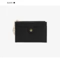 Details des schwarzen PU-Leder-Kartenetuis, kompakte Reißverschluss-Brieftasche mit Schlüsselring. - Schwarz