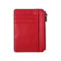 Rotes Lederkartenetui mit Reißverschluss, minimalistische Geldbörse für Alltag und Reisen. - Rot