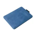 Blue PU leather card holder for men, minimalist wallet with elastic band, slim card case. - Blue