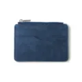 Blauer Kartenetui Geldbeutel aus mattem PU Leder mit Reißverschluss und Kartenfächern. - Blau