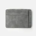 Portacarte grigio in pelle smerigliata con più fessure, design elegante e compatto. - Grigio