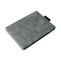 Korean style grey PU leather card holder wallet for men with elastic strap compact minimalist design - Light Gray