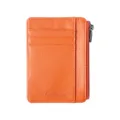 Oranger Kartenetui aus Leder mit Reißverschluss minimalistisches Kreditkartenetui schlank - Orange