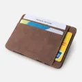 Porte-cartes minimaliste en cuir marron pour homme, étui fin pour cartes de crédit avec fentes. - Marron