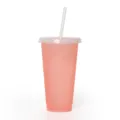 Kunststoff Farbwechsel Becher mit Strohhalm 710ml wiederverwendbare Trinkbecher rosa Tasse - Orange