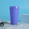 Gobelet en Plastique Thermique Changeant de Couleur 16oz Violet Tasse à Café Réutilisable - Violet