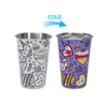 Stainless steel color changing cold cup, 500ml stainless cup with cute doodle design variant. - 500ml