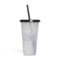 Colorful confetti plastic straw cup 710ml cold brew color changing drinking cup variant. - Black