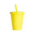 Gobelet en plastique pailleté jaune avec couvercle et paille réutilisable assortie - Gobelet à paillettes jaune fruit 16 oz