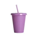 Gobelet élégant en plastique violet à paillettes avec paille et couvercle assorti - Gobelet à paillettes violet fruit 16 oz