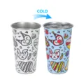 Stainless steel color changing beer cup cold sensitive outdoor portable water tumbler with cute doodles - 700ml