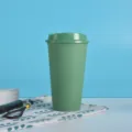 16oz Green PP Plastic Color Changing Travel Mug Reusable Coffee Cup With Lid Style - Green