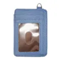 Blauer PU-Leder Kartenhalter mit klarem Ausweisfenster und Metallring für tägliche Nutzung. - Blau