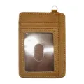 Braunes PU-Leder Kartenetui, schmale Mini-Brieftasche mit Sichtfenster und Fächern. - Braun