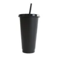 Vaso de plastico negro con pajita 710ml taza mate reutilizable para viajes uso diario - 701-800ml / Negro